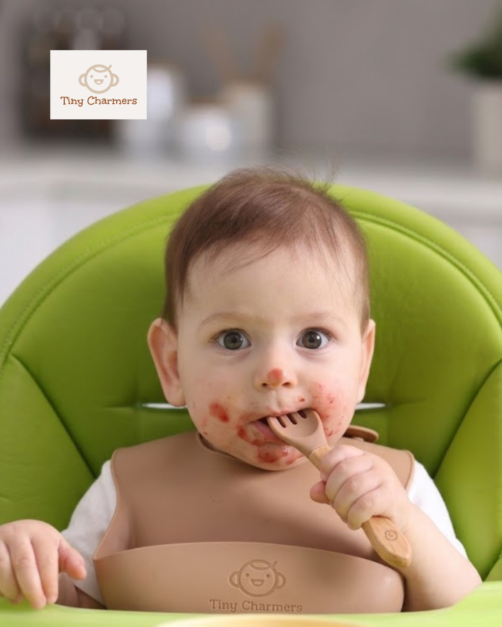 11-Piece Silicone Baby Feeding Set – Suction Plate, Bowl, Cup & Utensils - Sandstone Beige