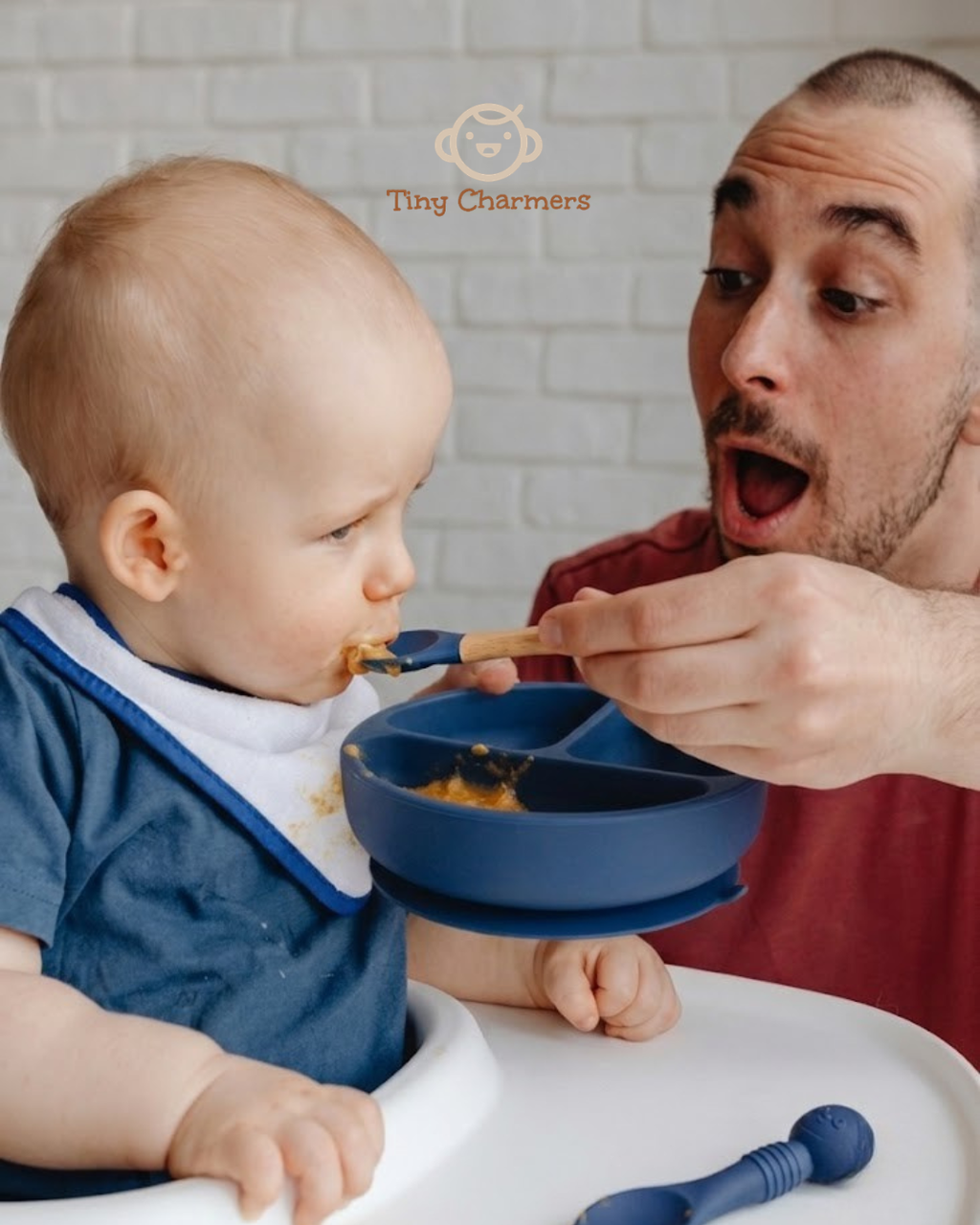 11-Piece Silicone Baby Feeding Set – Suction Plate, Bowl, Cup & Utensils - Navy Blue