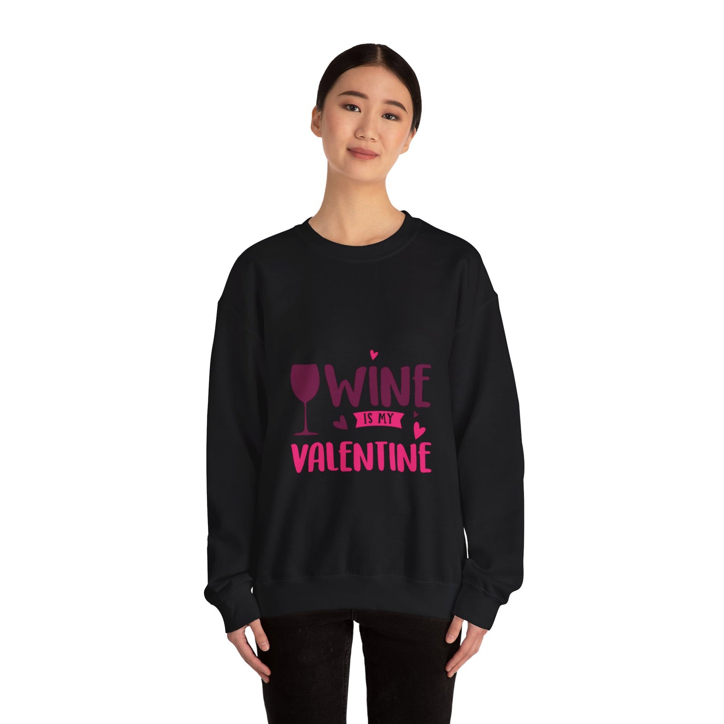 Wine is my Valentine - Unisex Heavy Blend™ Crewneck Sweatshirt