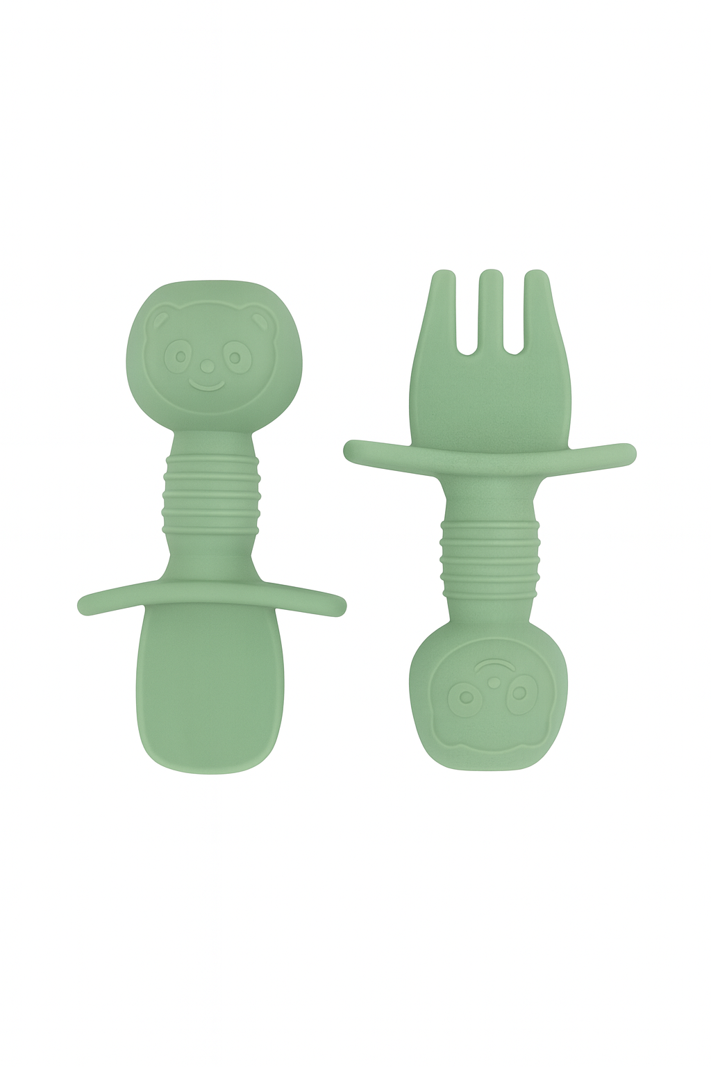 11-Piece Silicone Baby Feeding Set – Suction Plate, Bowl, Cup & Utensils - Sage Green