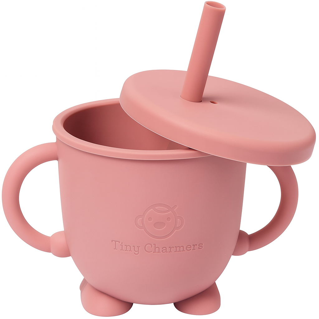 11-Piece Silicone Baby Feeding Set – Suction Plate, Bowl, Cup & Utensils - Dusty Rose