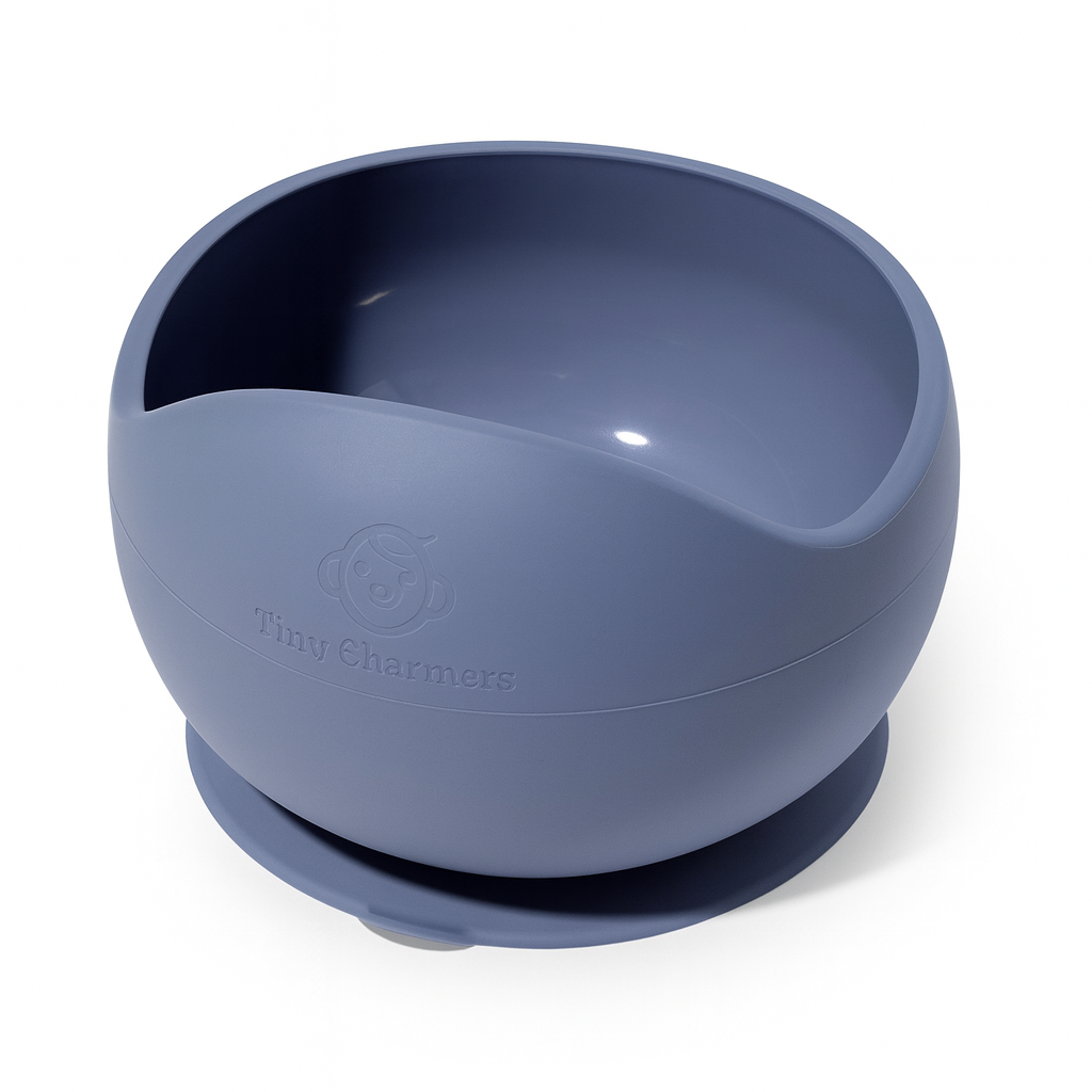 11-Piece Silicone Baby Feeding Set – Suction Plate, Bowl, Cup & Utensils - Navy Blue