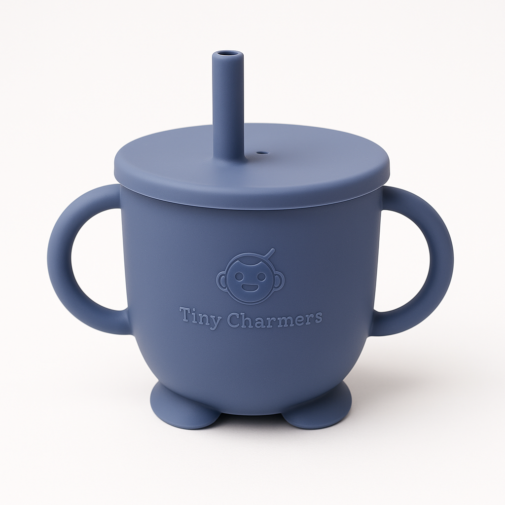 11-Piece Silicone Baby Feeding Set – Suction Plate, Bowl, Cup & Utensils - Navy Blue