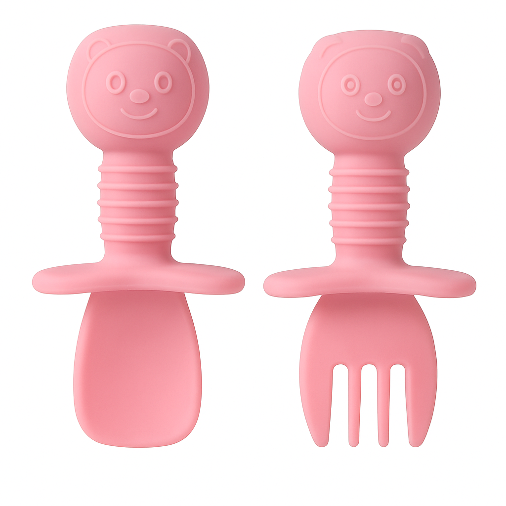 11-Piece Silicone Baby Feeding Set – Suction Plate, Bowl, Cup & Utensils - Dusty Rose