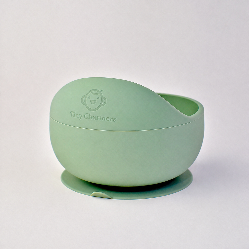 11-Piece Silicone Baby Feeding Set – Suction Plate, Bowl, Cup & Utensils - Sage Green