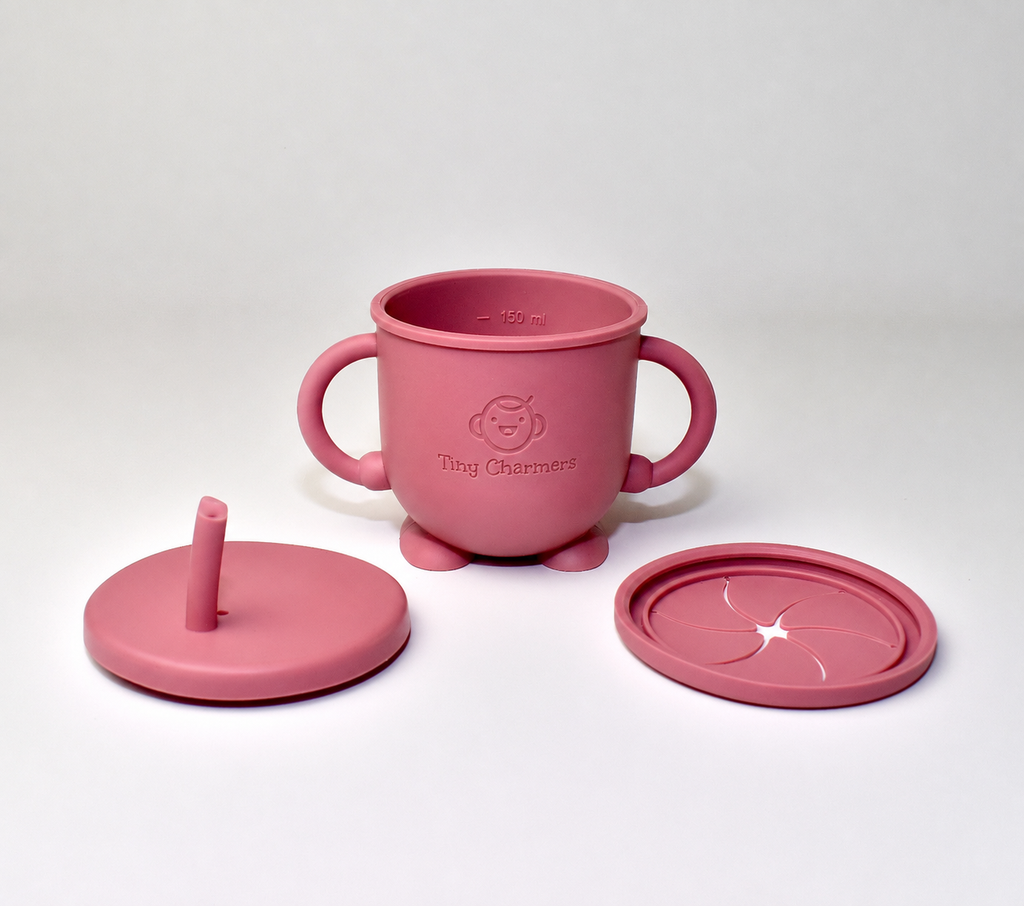 11-Piece Silicone Baby Feeding Set – Suction Plate, Bowl, Cup & Utensils - Dusty Rose