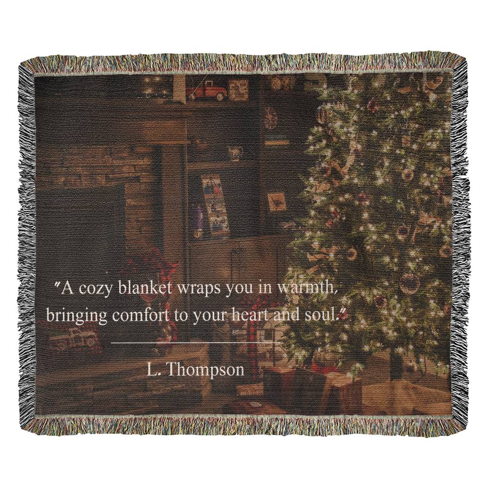 Christmas hug in a cozy blanket